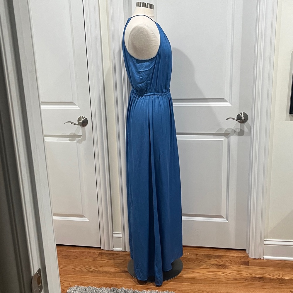 New! Ann Taylor LOFT Tasseled Halter Maxi Dress Blue Size Large NWT - Picture 6 of 16